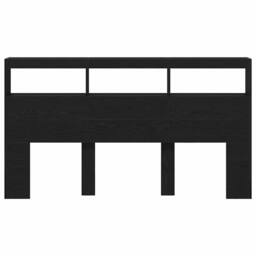 Berkfield Home Headboard Cabinet with LED Black Oak 180x17x102 cm - Size: 180 x 17 x 102 cm - thumbnail 7
