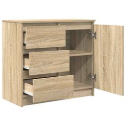 Berkfield Home Sideboard with Drawer Sonoma Oak 71x35x65 cm Engineered Wood in Light Tan - Size: 71 x 35 x 65 cm - thumbnail 5