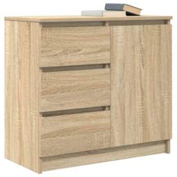 Berkfield Home Sideboard with Drawer Sonoma Oak 71x35x65 cm Engineered Wood in Light Tan - Size: 71 x 35 x 65 cm - thumbnail 4