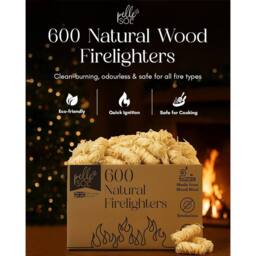 Pelle & Sol 600 Pack Natural Firelighters Long Burning for Wood Burners - thumbnail 2