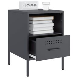 Berkfield Home Bedside Cabinets 2 pcs Anthracite 36x39x50.5 cm Steel in Black - thumbnail 4