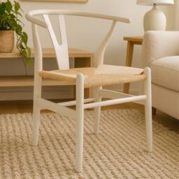 Orsina Decent Wishbone Antique White Chair, Scandinavian Swivel Dining Chair For Dining Room, Stylish Modern Chair