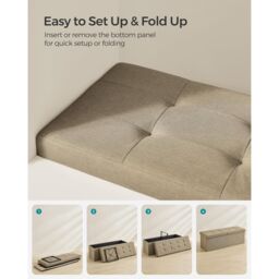 SONGMICS Large Foldable Storage Bench Ottoman Flipping Lid Heavy Duty in Brown - thumbnail 6