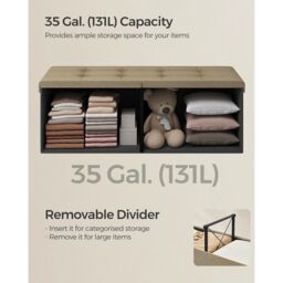 SONGMICS Large Foldable Storage Bench Ottoman Flipping Lid Heavy Duty in Brown - thumbnail 5