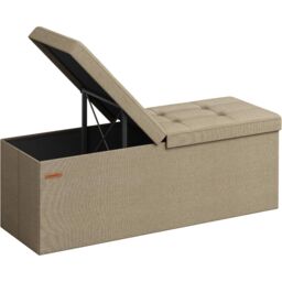 SONGMICS Large Foldable Storage Bench Ottoman Flipping Lid Heavy Duty in Brown - thumbnail 7
