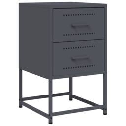 Berkfield Home Bedside Cabinets 2 pcs Anthracite 36x39x60.5 cm Steel in Dark Grey - thumbnail 6