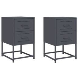Berkfield Home Bedside Cabinets 2 pcs Anthracite 36x39x60.5 cm Steel in Dark Grey - thumbnail 1