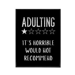 "Artery8 Adulting One Star Would Not Recommend Funny Black Framed Canvas Art - Size: W12"" x H16""" - thumbnail 1