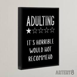 "Artery8 Adulting One Star Would Not Recommend Funny Black Framed Canvas Art - Size: W12"" x H16""" - thumbnail 2