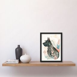 Artery8 Scottish Terrier Dog in Flower Field Bright Modern Multicoloured Watercolour Illustration Artwork Framed Wall Art Print A4 in Black - thumbnail 2