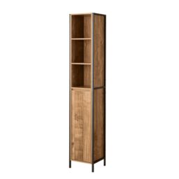Home Source Locastra Bathroom Cabinet Storage Tall Floor Unit 1 Door & Shelves in Brown - thumbnail 7