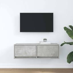 Berkfield Home TV Cabinet Concrete Grey 80x31x25.5 cm Engineered Wood - thumbnail 3