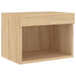 Berkfield Home 8 Piece TV Wall Units with LED Sonoma Oak Engineered Wood in Brown - thumbnail 9