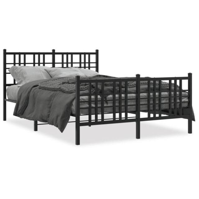 Berkfield Home Metal Bed Frame without Mattress with Footboard Black 137x190cm - Size: 137x190 cm - image 1