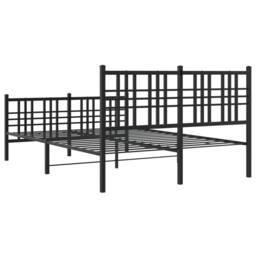 Berkfield Home Metal Bed Frame without Mattress with Footboard Black 137x190cm - Size: 137x190 cm - thumbnail 6