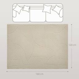 HOMCOM Modern Geometric Rug, Thick Plush, Non-Slip, 160 x 120 cm, Cream - Size: 160 cm x 120 cm - thumbnail 3