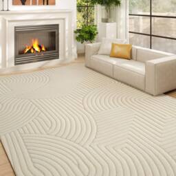HOMCOM Modern Geometric Rug, Thick Plush, Non-Slip, 160 x 120 cm, Cream - Size: 160 cm x 120 cm