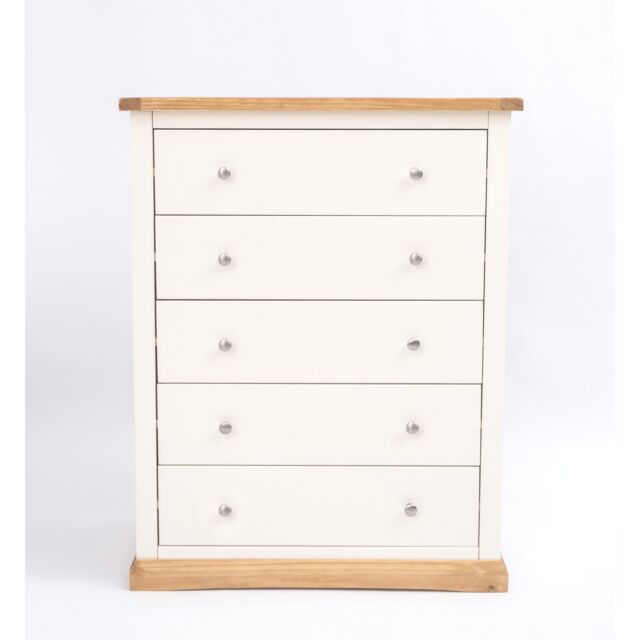 Cabinet Bits Trevi 5 Drawer Chest of Drawers Chrome Knob in Off-White - image 1