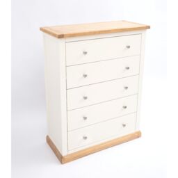 Cabinet Bits Trevi 5 Drawer Chest of Drawers Chrome Knob in Off-White - thumbnail 3