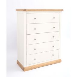 Cabinet Bits Trevi 5 Drawer Chest of Drawers Chrome Knob in Off-White - thumbnail 2