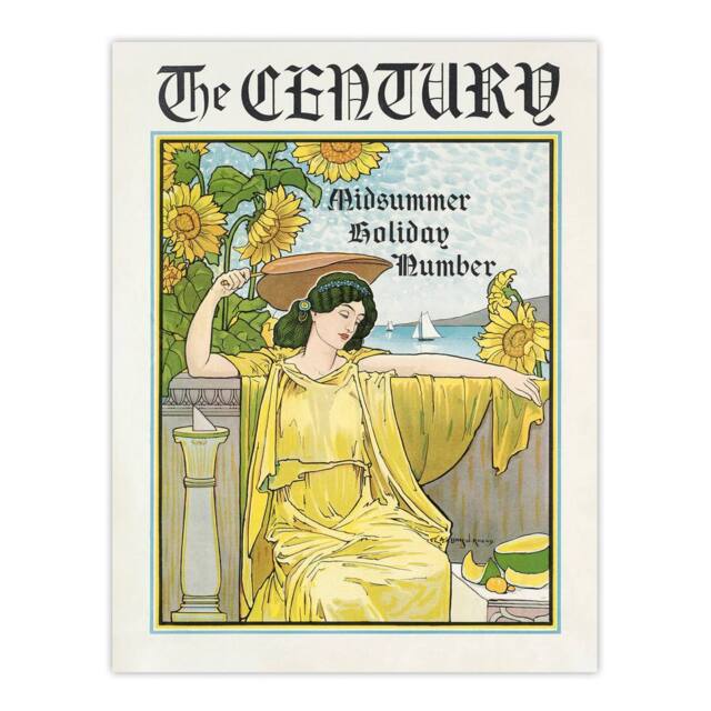 "Artery8 Louis Rhead The Century Midsummer Holiday Issue Cover Wall Art Print in Yellow - Size: W12"" x H16""" - image 1