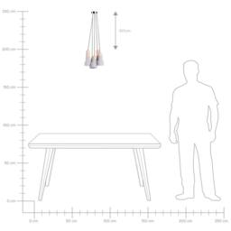 Wyld and Coco 5-Light Concrete Pendant Cluster with Pine Accents Industrial Style in Grey - thumbnail 4