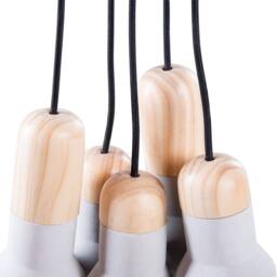 Wyld and Coco 5-Light Concrete Pendant Cluster with Pine Accents Industrial Style in Grey - thumbnail 5