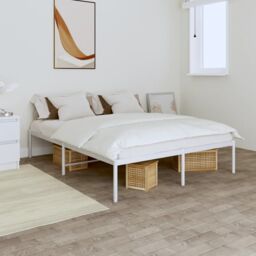 Berkfield Home Metal Bed Frame White 150x200 cm King Size - thumbnail 1