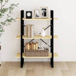 Berkfield Home 3-Tier Book Cabinet 80x30x105 cm Solid Pine Wood in Light Tan - Size: 80 x 30 x 105 cm - thumbnail 4