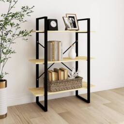 Berkfield Home 3-Tier Book Cabinet 80x30x105 cm Solid Pine Wood in Light Tan - Size: 80 x 30 x 105 cm - thumbnail 2
