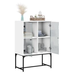 Berkfield Home Side Cabinet with Glass Doors White 69x37x100 cm - Size: 69 x 37 x 100 cm - thumbnail 5