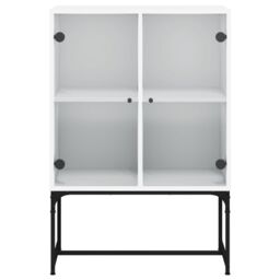 Berkfield Home Side Cabinet with Glass Doors White 69x37x100 cm - Size: 69 x 37 x 100 cm - thumbnail 6
