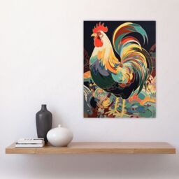 "Artery8 Cockerel Cock Rooster Modern Flamboyant Colourful Painting Large Wall Art Poster Print Thick Paper 18X24 Inch - Size: W18"" x H24""" - thumbnail 4