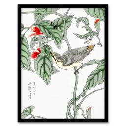 Artery8 Tree Creeper Pea Japanese Vintage Japan Framed Wall Art Print Kashu - Size: A4 - thumbnail 1