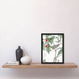 Artery8 Tree Creeper Pea Japanese Vintage Japan Framed Wall Art Print Kashu - Size: A4 - thumbnail 4