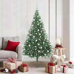 Berkfield Home Beautiful Artificial Pre-lit Christmas Tree Green 180 cm PVC - thumbnail 2