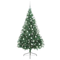 Berkfield Home Beautiful Artificial Pre-lit Christmas Tree Green 180 cm PVC - thumbnail 4