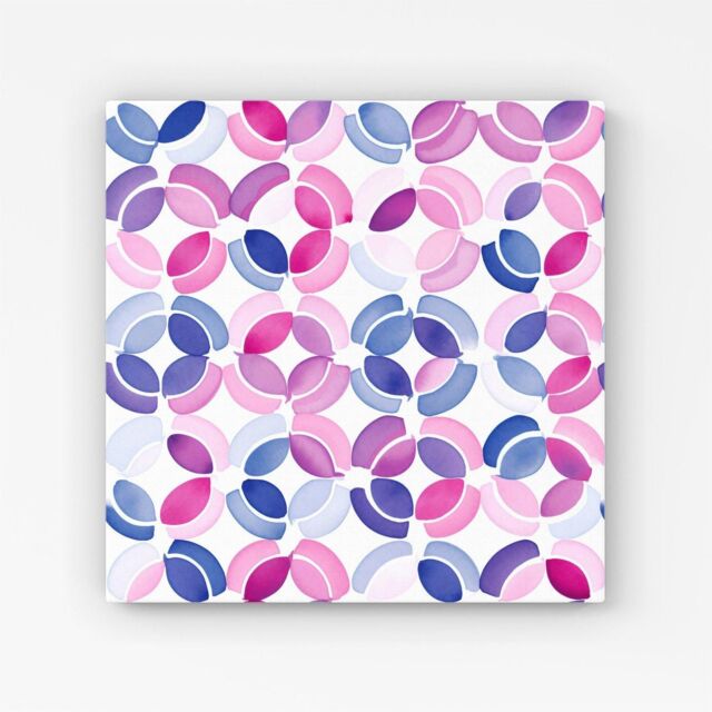 Warren Reed - Designer Interlocking Pink Blue Shape Canvas - Size: w10 inch x h10 inch - image 1