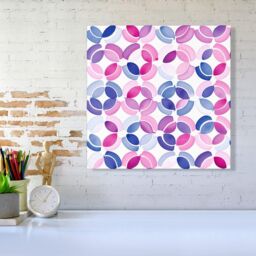 Warren Reed - Designer Interlocking Pink Blue Shape Canvas - Size: w10 inch x h10 inch - thumbnail 2