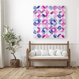 Warren Reed - Designer Interlocking Pink Blue Shape Canvas - Size: w10 inch x h10 inch - thumbnail 3