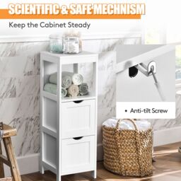 Gymax Bathroom Floor Cabinet Side Storage Cabinet With Removable Drawers in White - thumbnail 6