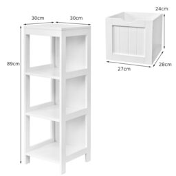 Gymax Bathroom Floor Cabinet Side Storage Cabinet With Removable Drawers in White - thumbnail 3