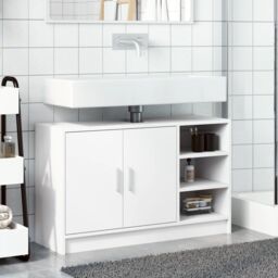 Berkfield Home Sink Cabinet White 90x29x55 cm Engineered Wood - Size: 90 x 29 x 55 cm - thumbnail 3