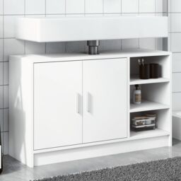Berkfield Home Sink Cabinet White 90x29x55 cm Engineered Wood - Size: 90 x 29 x 55 cm - thumbnail 1