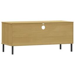 Berkfield Home TV Cabinet with Metal Legs Brown Solid Wood Pine OSLO in Light Brown - thumbnail 7