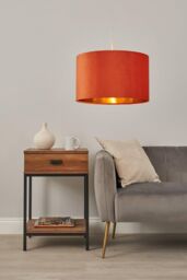 BHS Lighting Large Velvet Easy Fit Light Shade in Orange - thumbnail 4