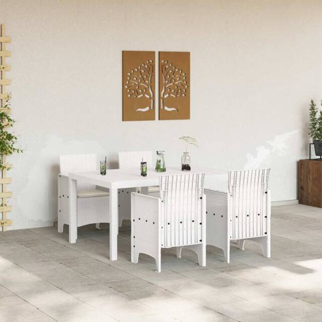 Berkfield Home Durable 5 Piece Garden Dining Set with Cushions White Poly Rattan - image 1
