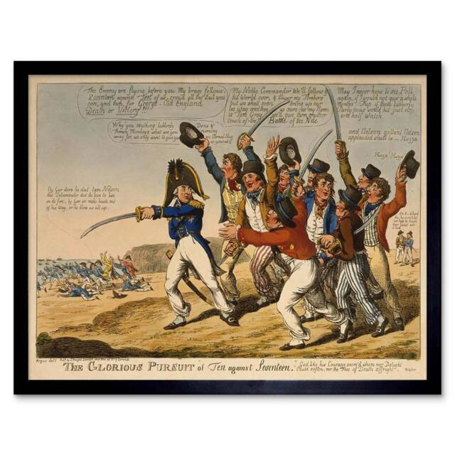 "Artery8 Painting Satire Nelson Napoleonic War UK 12x16"" Framed Wall Art Print - Size: W12"" x H16""" - image 1