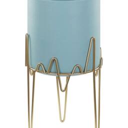 Wyld and Coco Blue Gold Iron Plant Stand 19 x 19 x 39 cm Indoor Outdoor - thumbnail 2