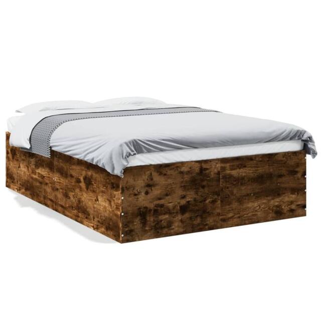 Berkfield Home Bed Frame without Mattress Smoked Oak 120x190 cm Small Double in Brown - image 1